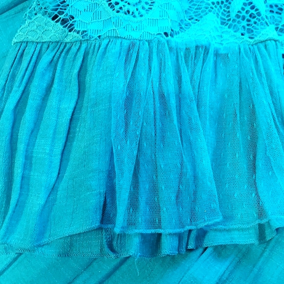 Turquoise Lace Lined Dress - Picture 6 of 8